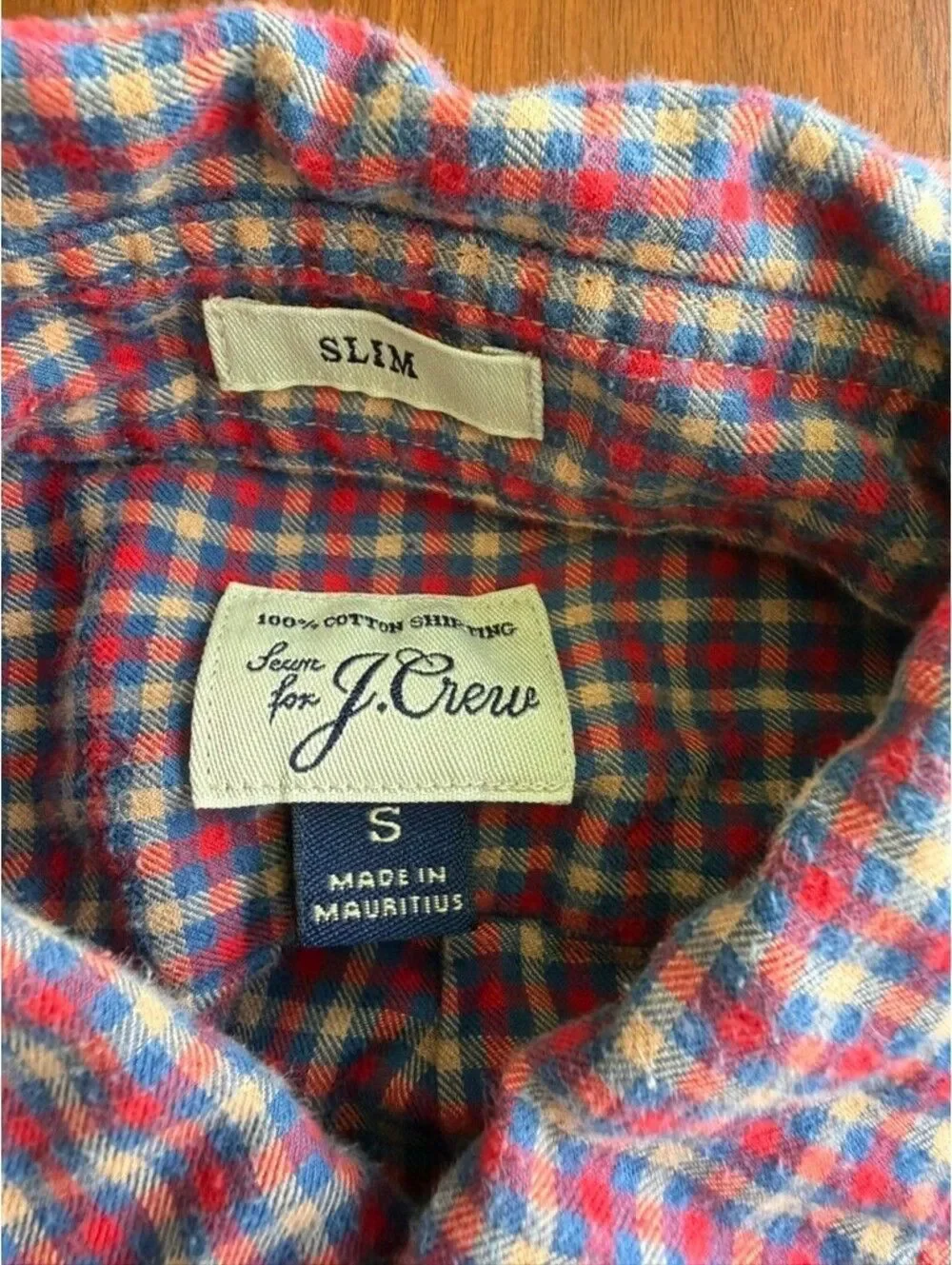 J.Crew Men's Lightweight Flannel Blue & Red Check Plaid Button-Down - Size S
